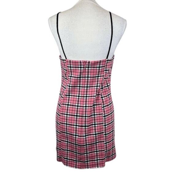 Urban Outfitters Pink and Black Plaid Mini Dress Sleeveless Back Zip Size Small - Picture 3 of 9